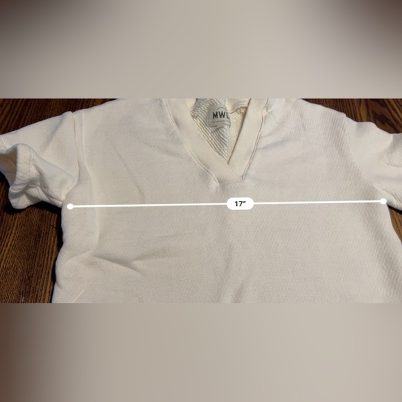 MADEWELL Cotton AirTerry V NECK Sweatshirt tee women’s XS cream EUC MD302 - Picture 10 of 14